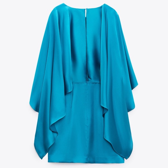 Zara SATIN EFFECT MINI CAPE DRESS - Picture 6 of 15